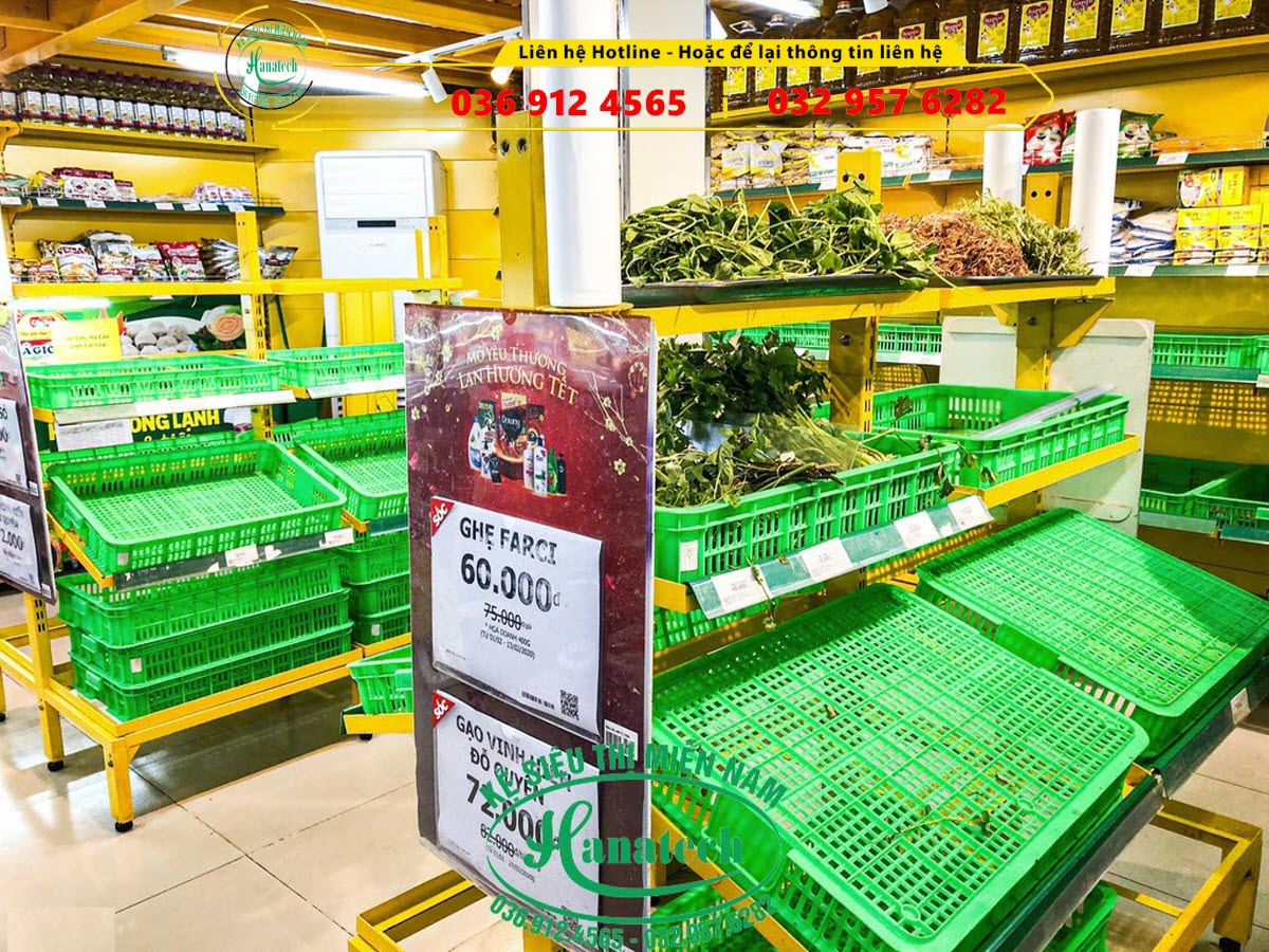 Giá kệ siêu thị trưng bày rau củ quả trái cây