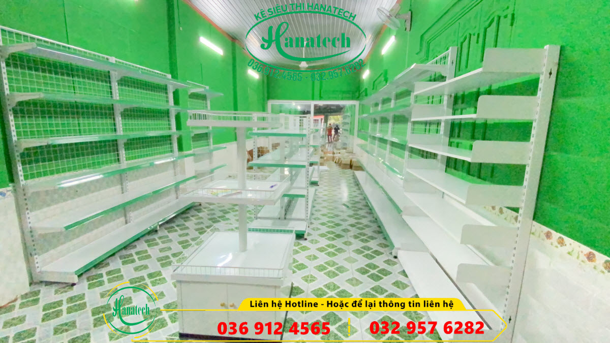 Lắp đặt kệ siêu thị cho chuỗi cửa hàng sữa Nutrimart tại Tam Phước - Đồng Nai