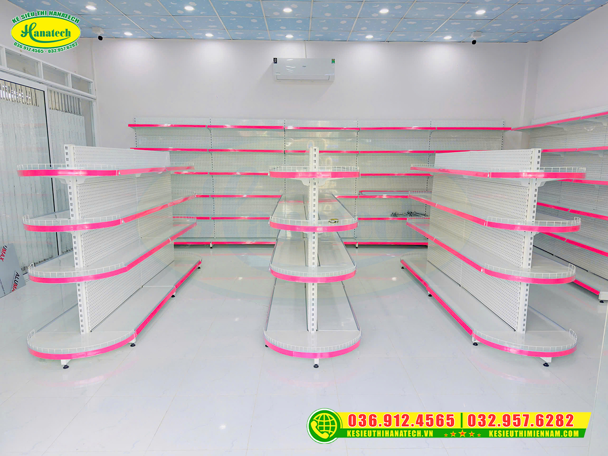Hanatech setup kệ siêu thị lưng tôn đục lỗ tại Đống Đa - Hà Nội