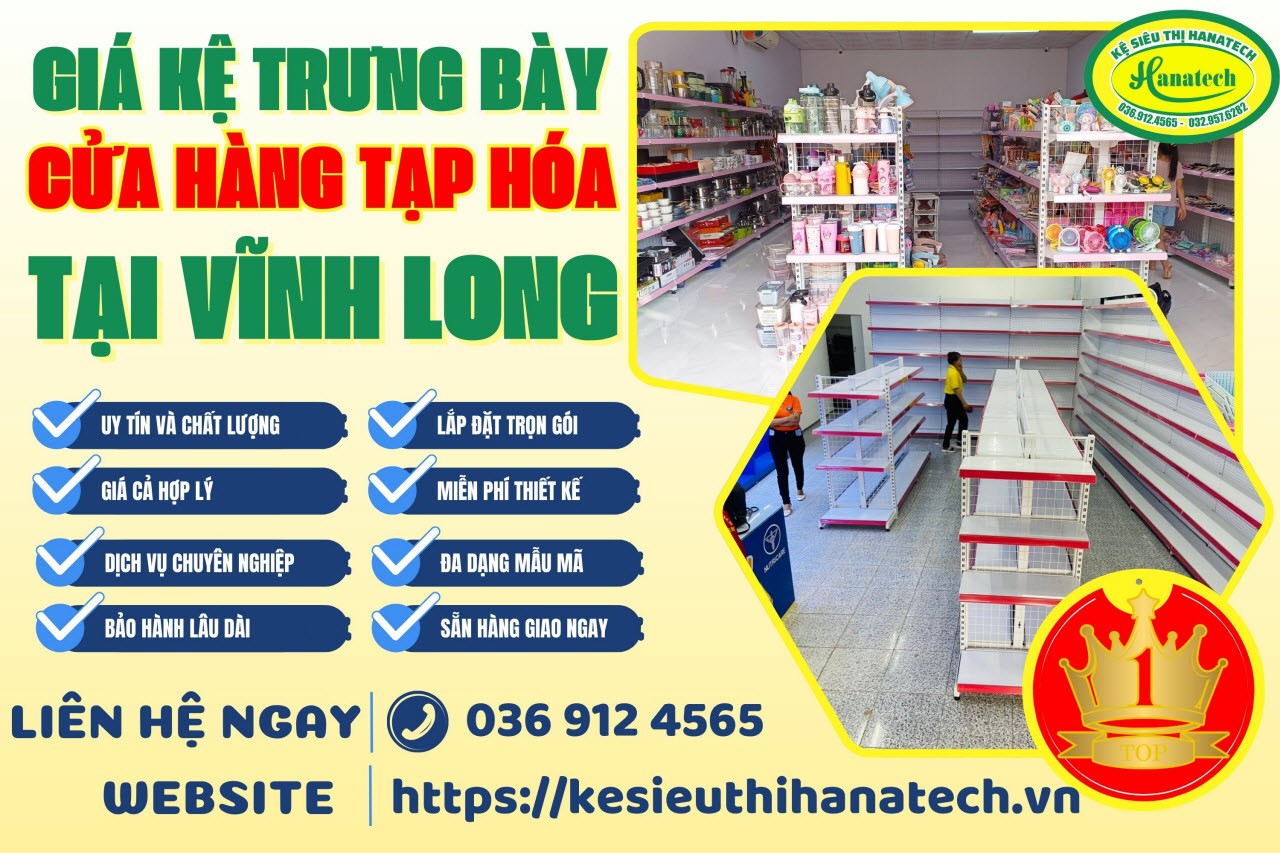 Giá kệ siêu thị trưng bày cho cửa hàng tạp hóa tại Vĩnh Long