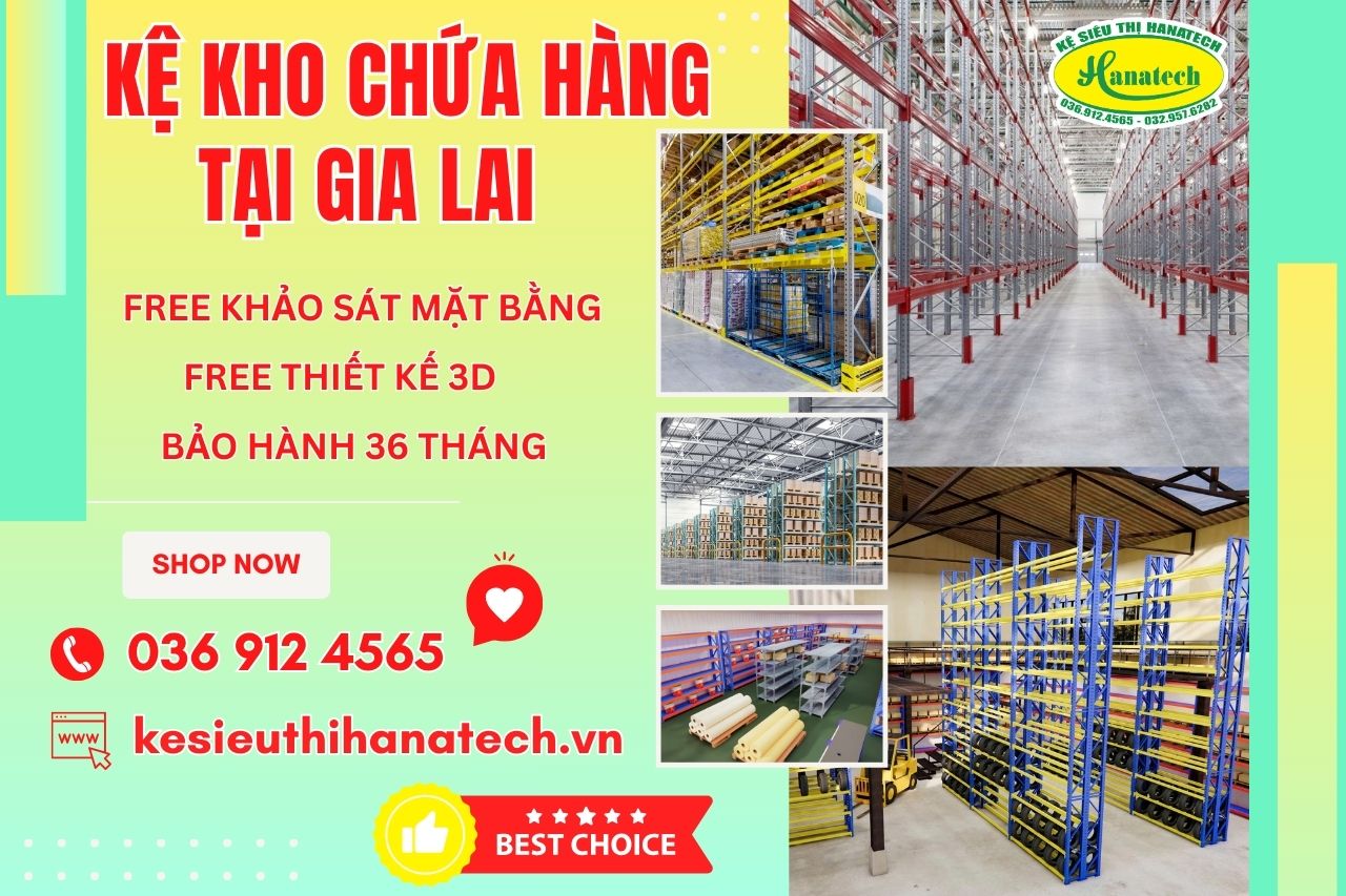 Kệ sắt kho chứa hàng chuẩn kỹ thuật cho kho hàng tại Gia Lai do Hanatech triển khai