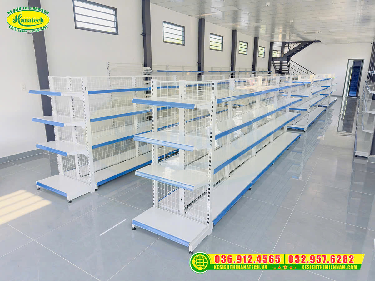 Setup kệ siêu thị đôi lưng lưới Hà Nội