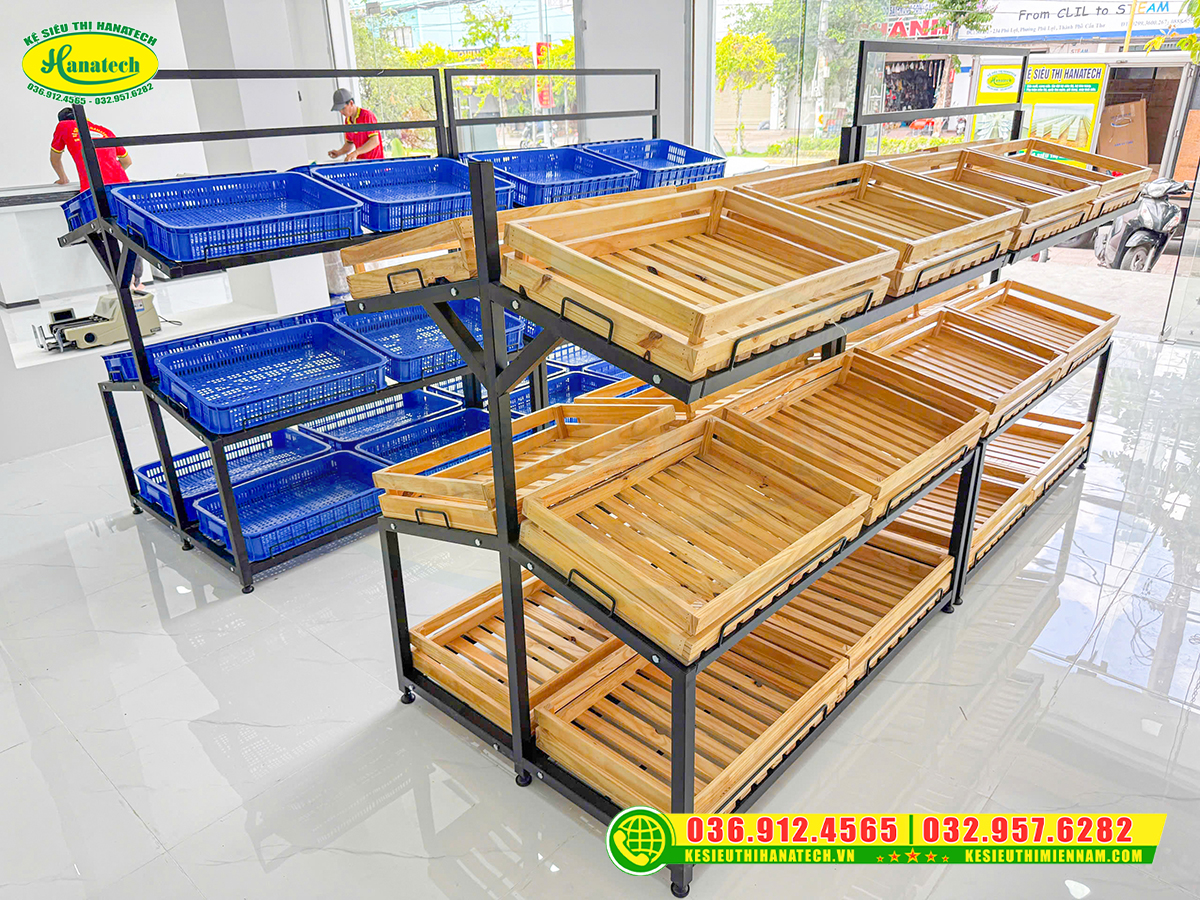 Lắp đặt kệ rau đôi khay gỗ tại Cần Thơ