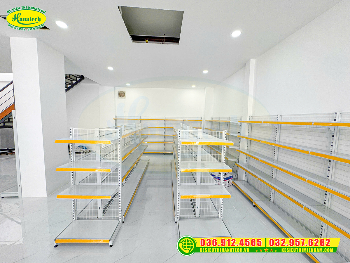 Setup kệ siêu thị đôi lưng lưới gọn đẹp tại Cần Thơ