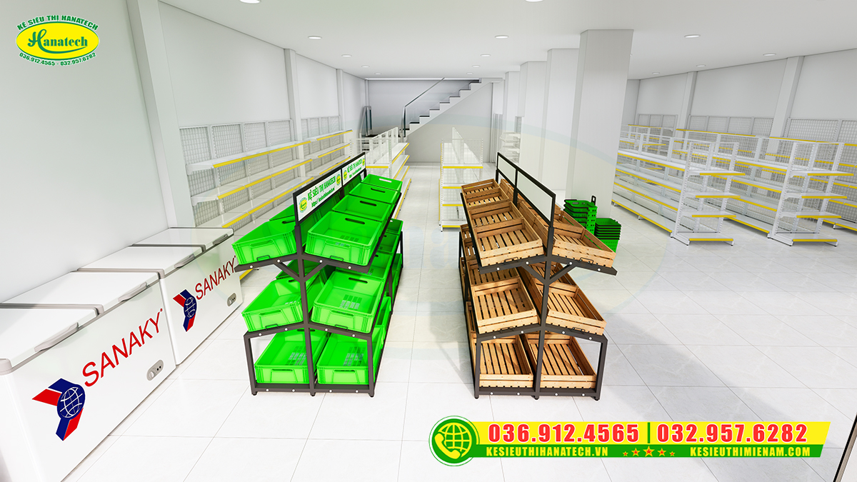 Thiết kế kệ rau củ cho bách hoá tại Cần Thơ