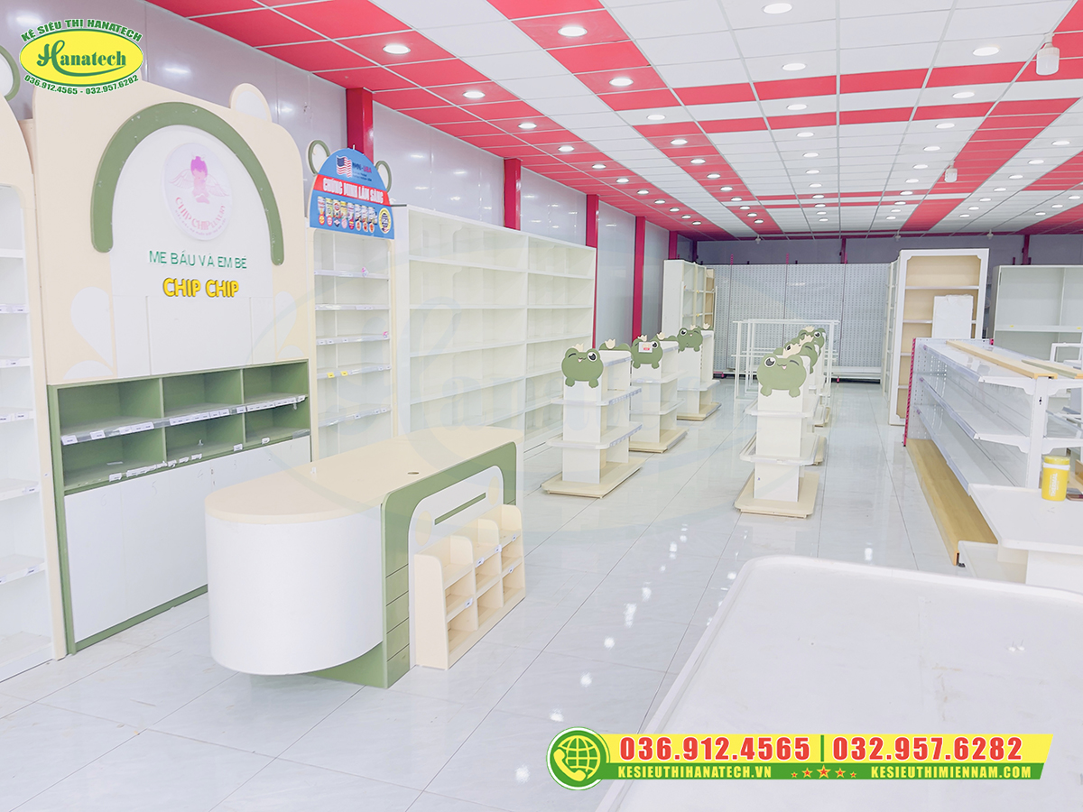 Lắp đặt giá kệ trưng bày bỉm sữa khoa học, bắt mắt tại Bắc Ninh