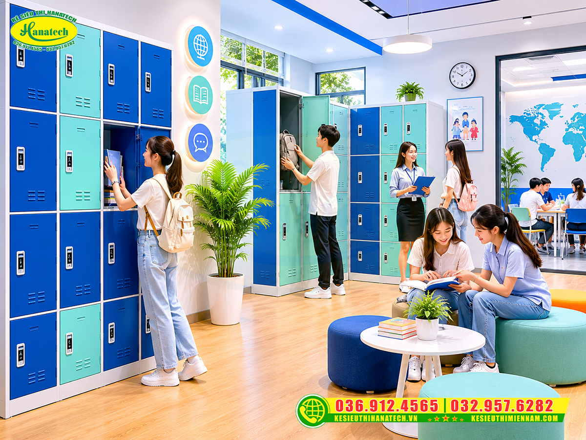 Mẫu tủ sắt locker Hanatech sử dụng trong trường học