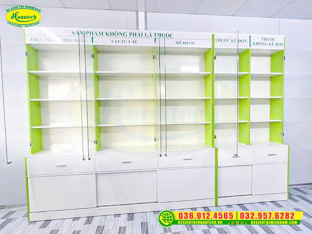 Tủ kệ gỗ trưng bày thuốc Hà Nội